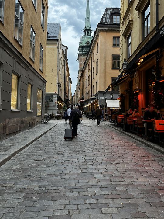 Cobbled street toward the German Church, Gamla stan